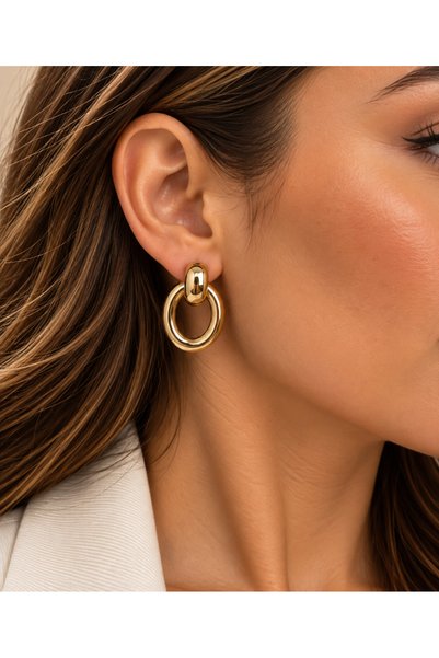 ACAR TAKI XUPING ROSE-COLORED OVAL-DESIGN EARRINGS ACR9644