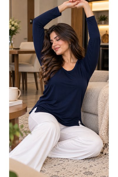 Avero Bluză din viscoză cu lycra – Eleganță și confort – mărime medie – cu model
