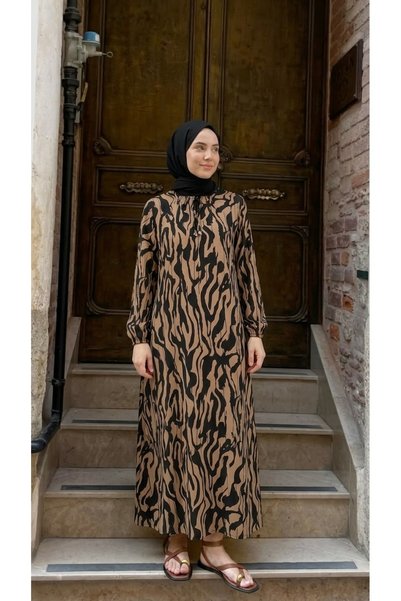 onno style women فستان طويل بتصميم "زيبرا" للنساء، مناسب للاستخدام اليومي، بق...