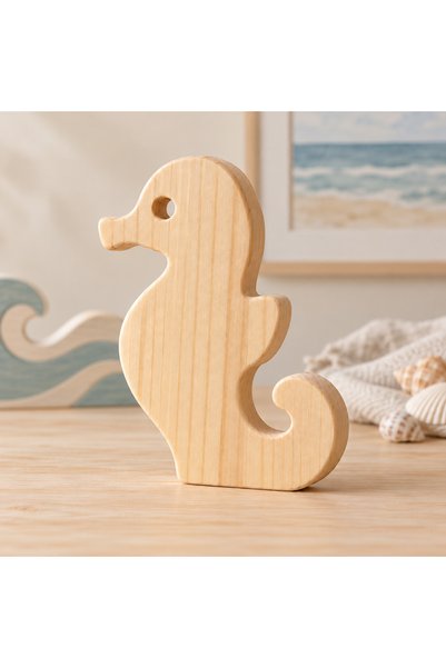 websunday Wooden Paintable Seahorse Toy, Sea Animals, Handmade Natural, Gift Toy