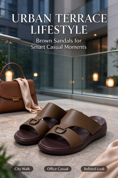 Hayyin Mart Fashion Men Slip On Sandals Pebbled Grain Upper Elegant Metal Orn...