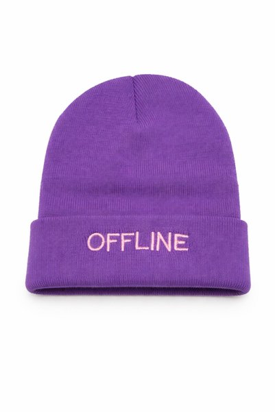 Other Purple Winter Hat with Offline Embroidery