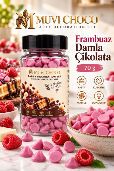 MUVI CHOCO Frambuaz Damla Kokolin (Tatlı & Dekoratif Süs) 70g