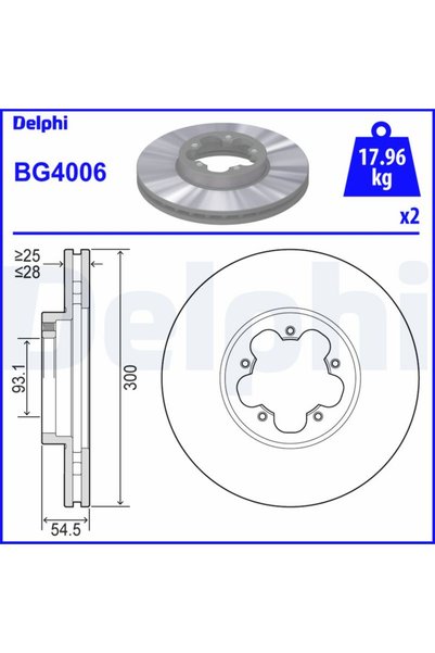 DELPHİ Спирачен диск BG4006, комплект от 2 бр.