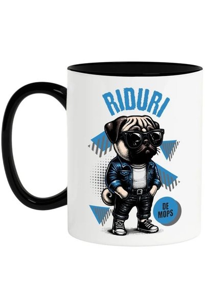 INOVATIX Cana Caine Bulldog Cu Ochelarii De Soare Text Riduri , 330ml, INOVATIX®