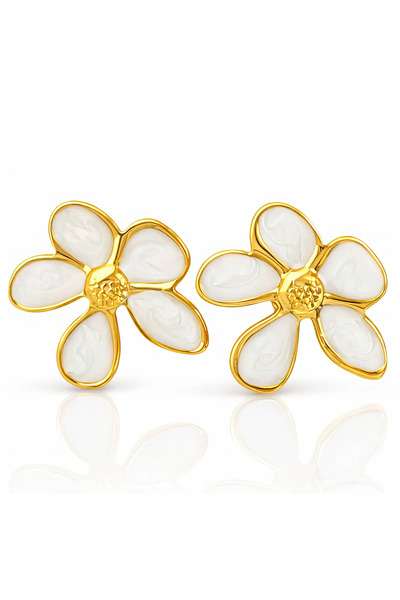 OEM Cercei Marble Petals aurii, din oțel inoxidabil, cu floral, placați cu au...