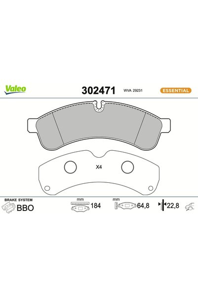VALEO Комплект накладки, дискова спирачка 302471