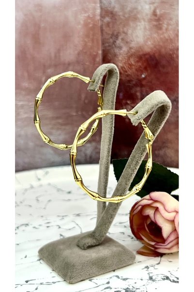 XUPING JEWELRY Italian-Style Bamboo-Design Large Hoop Earrings for Women (4.5...