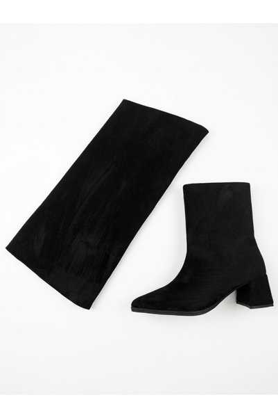 Villa Store Look Tozluk Detaylı Tak-Çıkar Aparatlı Çizme Bot Topuklu Sivri Bu...