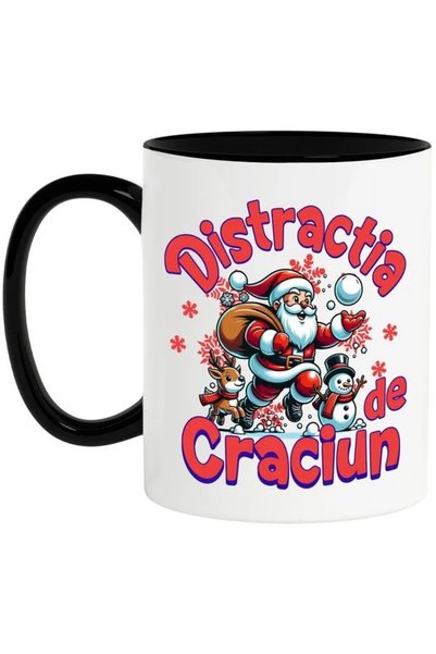 INOVATIX Mug with Santa Claus Fighting with Bulls Reindeer Snowman Text Chris...