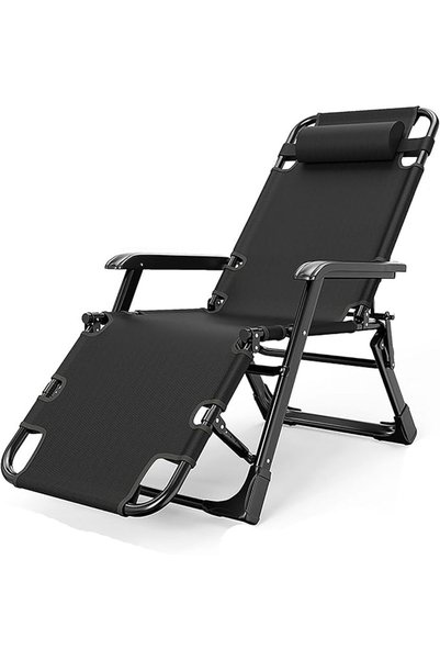 Royal Home Multi-Position Folding Recliner Chair with Head Cushion - Black