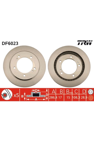TRW Дискова спирачка DF6023, комплект 2 бр.