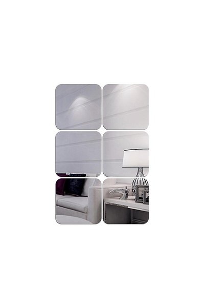 LUXER Комплект от 6 самозалепващи се квадратни акрилни огледала Luxer, 15x15 ...