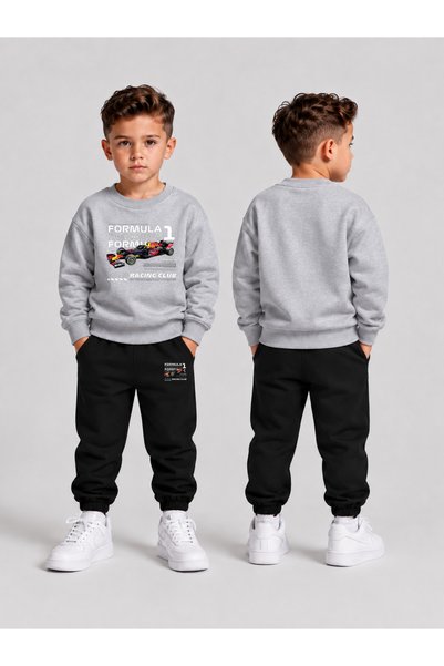 VODEXA Children's Printed Winter Sweatsuit Top and Bottom Set: 3-Ply Brushed ...