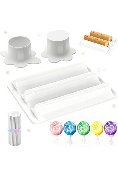 TERRIFI Round Cake Pop Mold Set with Dual-Cavity Tray, Circle Cakepop Cutter ...