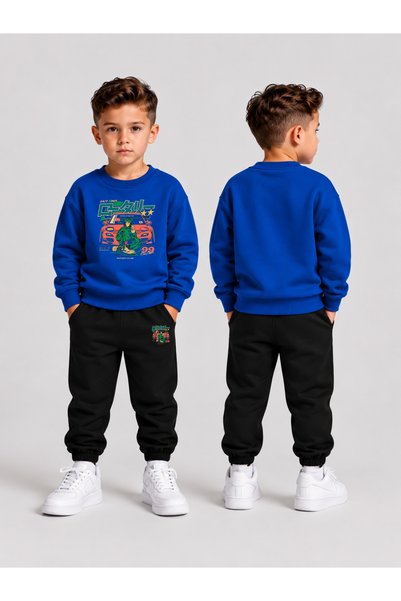 VODEXA Children's Printed Winter Sweatsuit Top and Bottom Set: 3-Ply Brushed ...