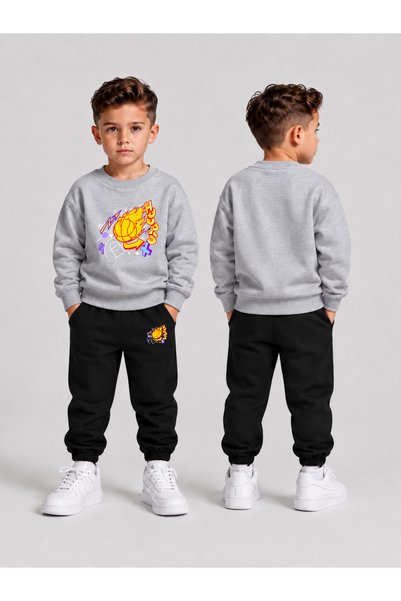 VODEXA Children's Printed Winter Sweatsuit Top and Bottom Set: 3-Ply Brushed ...