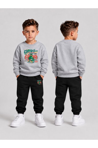 VODEXA Children's Printed Winter Sweatsuit Top and Bottom Set: 3-Ply Brushed ...