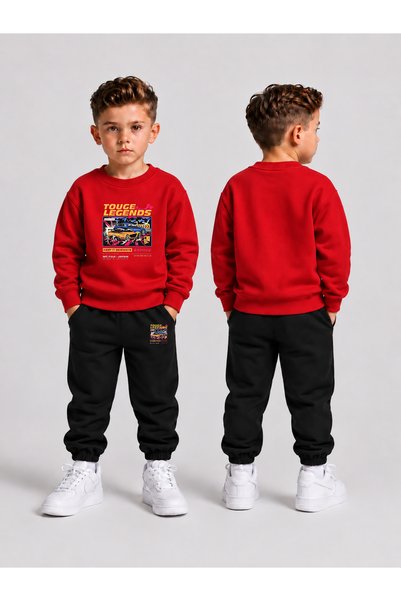 VODEXA Children's Printed Winter Sweatsuit Top and Bottom Set: 3-Ply Brushed ...