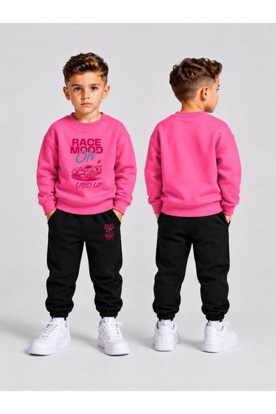 VODEXA Children's Printed Winter Sweatsuit Top and Bottom Set: 3-Ply Brushed ...