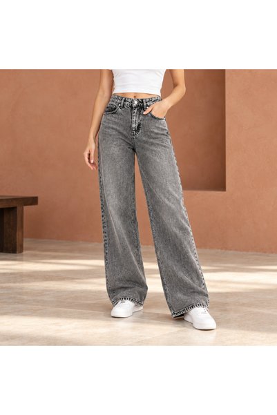 varioshop ®   Blugi de damă, croială largă, denim 100% bumbac, efect spălat, ...