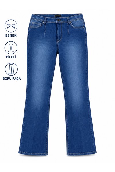 Era Lisa Pleated, Straight Leg, Relaxed Fit, Plus-Size Soft Denim Pants