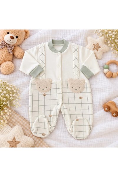 BEBELON SOFT AND CUTE BEAR-EMBROIDERED BABY ONESIE