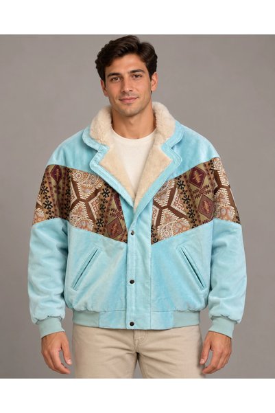 CANMODA (8119) Jachetă bomber pentru bărbați cu guler de blană, model vintage...