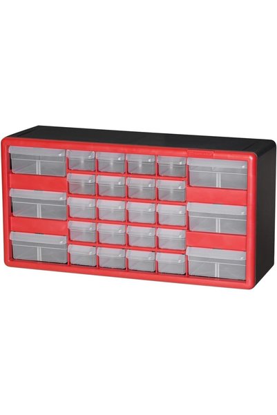 Akro-Mils 10126REDBLK 26 Drawer Plastic Parts Storage Hardware and Craft Cabi...