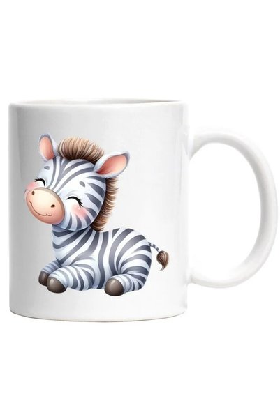 INOVATIX Mug with a happy zebra, illustration, be good, with white handle, IN...