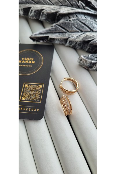 YİĞİTKARANAKSESUAR أقراط حلقية مرصعة بالزركون اللامع من "زوبينغ".