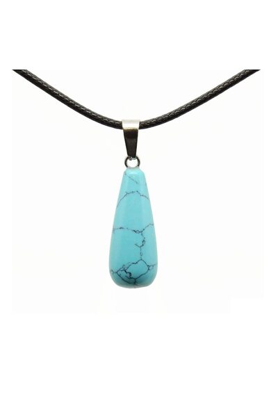 OEM Howlite pendant, turquoise, drop, 3 cm length, with black cord
