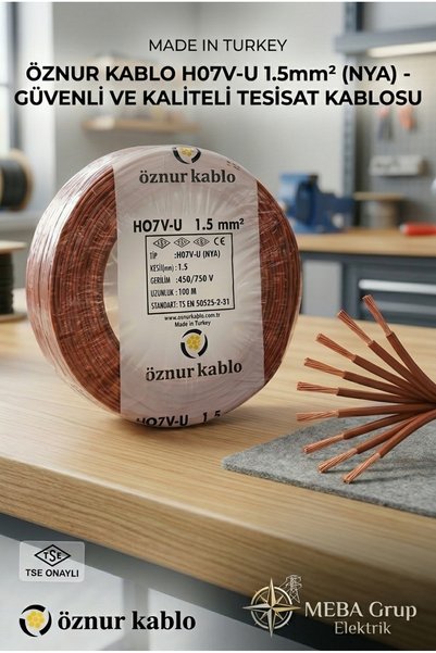 1.5 mm² NYA Tek Damar Kablo Kahverengi (50 Metre)
