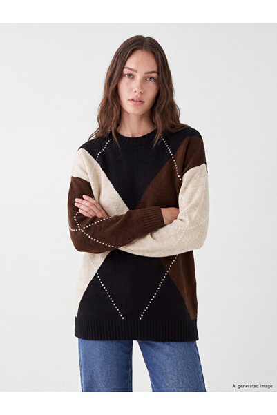 LC Waikiki I Baklava Embroidered Women's Knitwear Tunic from Freezen Store