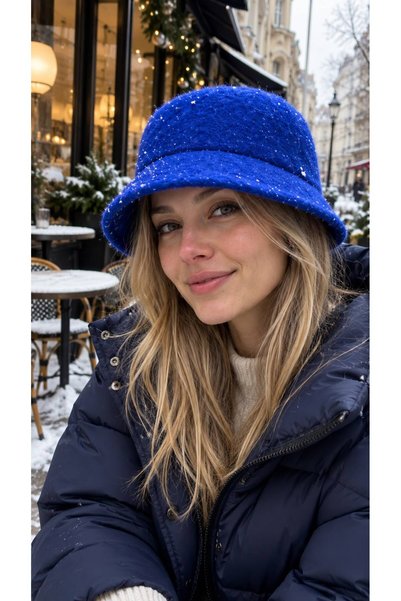 FELLMENS Cobalt Blue Lux Soft-Textured Felt Bucket Hat for Women