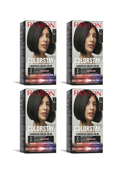 Revlon 4x PACHET vopsea de păr Colorstay, Negru, N 1