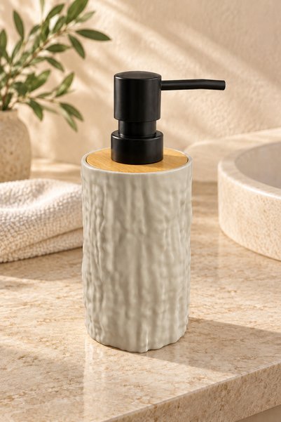 Funny Life 450 mL Textured Bamboo-Patterned Liquid Soap Dispenser – Decorativ...