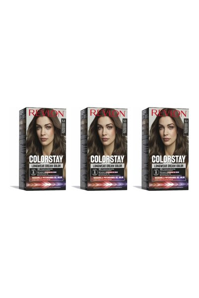 Revlon 3x PACHET Vopsea de păr Colorstay, Nuanța 5.3 Maro deschis