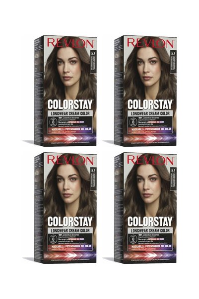 Revlon Pachet 4x Vopsea de păr Colorstay, Nuanța 5.3 Maro deschis