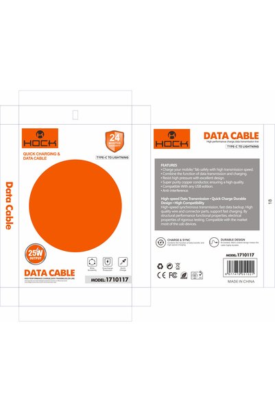 Hock 25W Type-C to Lightning Data Cable for Lightning Charging and Data Transfer