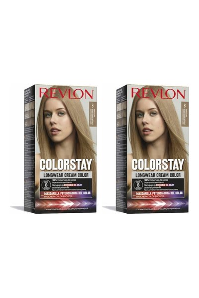 Revlon 2x PACHET Vopsea de păr Colorstay, Nuanță Blond Deschis Nr. 8