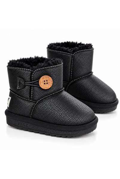 Superbaby Cizme negre pentru fetita, Superbaby, Model Nasturel, piele ecologica