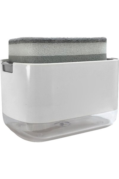 OEM Dozator Detergent Vase 2în1, 300 ml, cu Suport Burete, Alb, 8,6x14,5x10 c...
