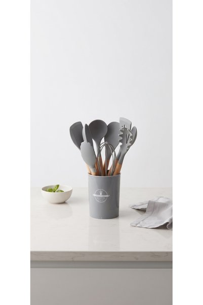 F BIN SHIHON 11-Piece Silicone Cooking Spoons Set Premium Wood Handle with St...