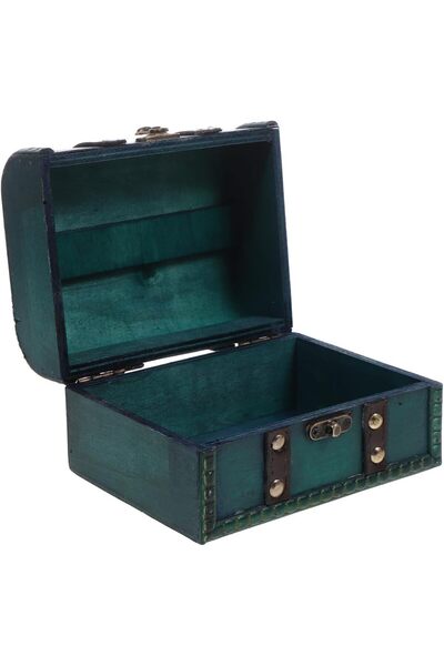 Tazweeq Vintage Treasure Chest, Lockable Jewelry Box with Leather Straps