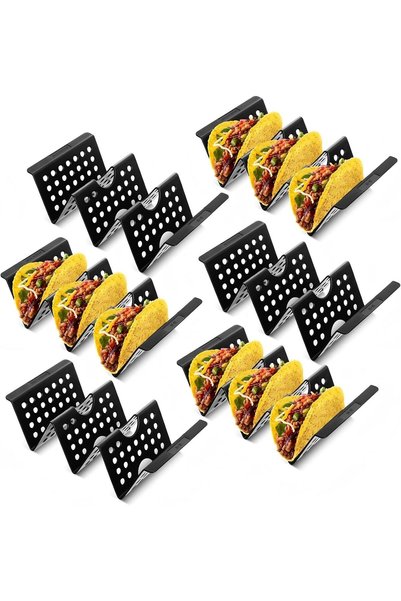 KASTWAVE 6Pcs Mexico Taco Holder Stands Set, Large Taco Tray Plates, Dishwash...