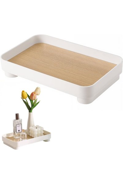 HASTHIP ® Bathroom Vanity Tray for Toiletries, Wooden Countertop Organizer wi...