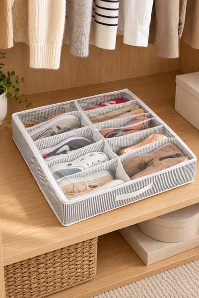 EMİLA HOME Οργανωτής παπουτσιών με 10 διαμερίσματα – Διαφανές καπάκι με φερμο...