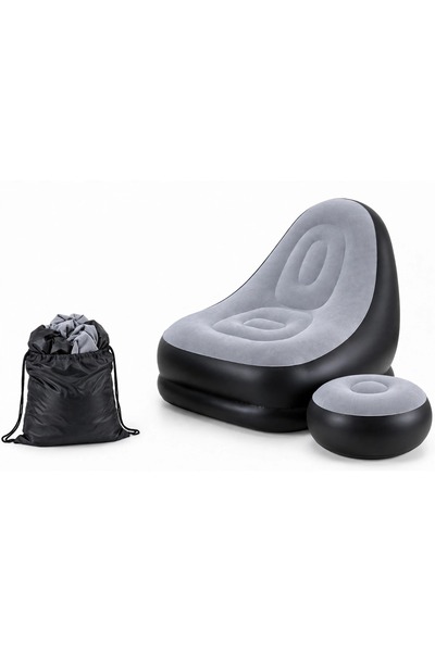 Generic Inflatable Sofa Chair with Ottoman - 2 in 1 Portable Air Sofa with Fo...