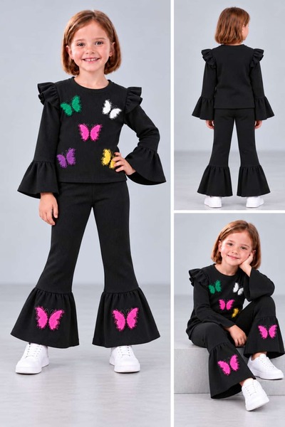 Ütk kids Kaskorse Transitional Girls' Outfit Set with Butterfly Embroidery